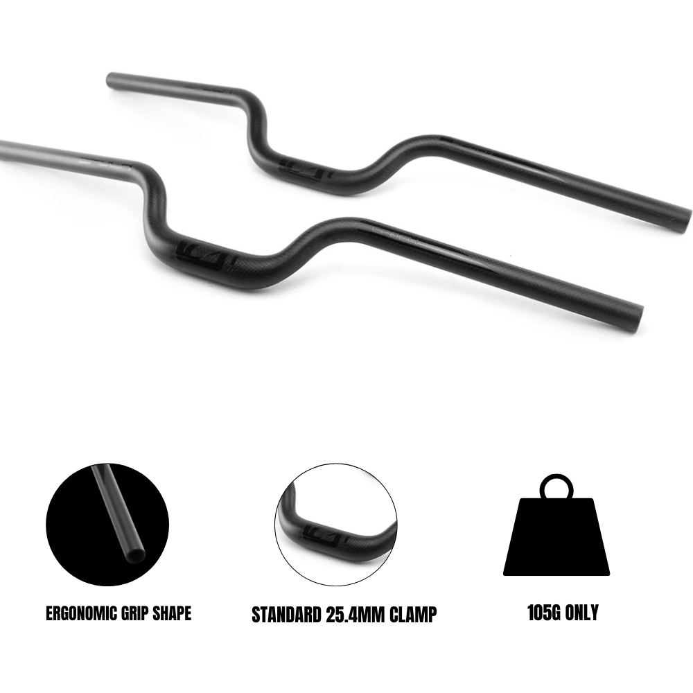 25.4mm MTB Handlebars T800 50mm Riser Bicycle Bar | Ullicyc 5 25.4mm clamp area of carbon MTB handlebar