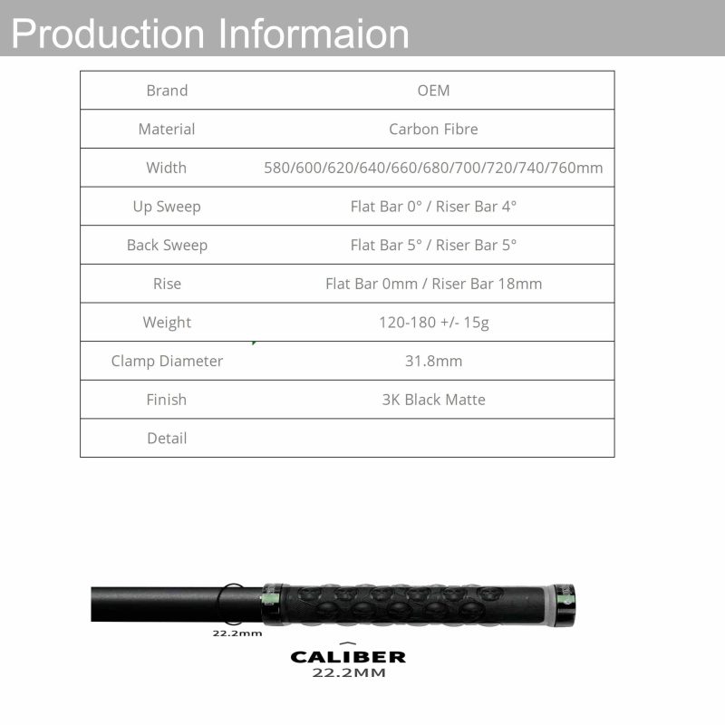 31.8mm 4°/ 5°MTB Riser Handlebars Carbon Fiber 120g 6