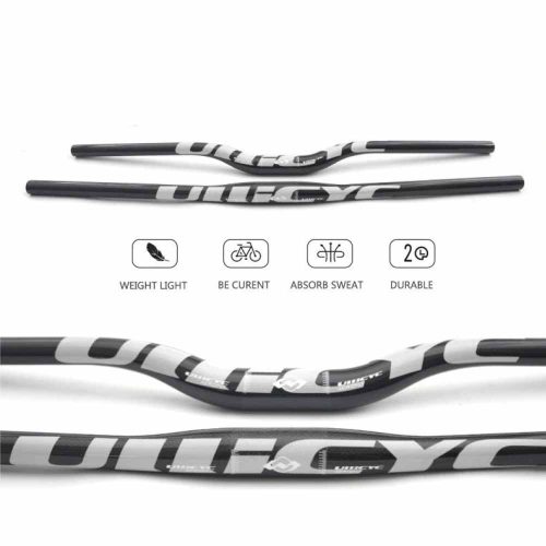 Full Carbon Fiber MTB Handlebar - 31.8mm Clamp, Flat/Riser, Silver Finish