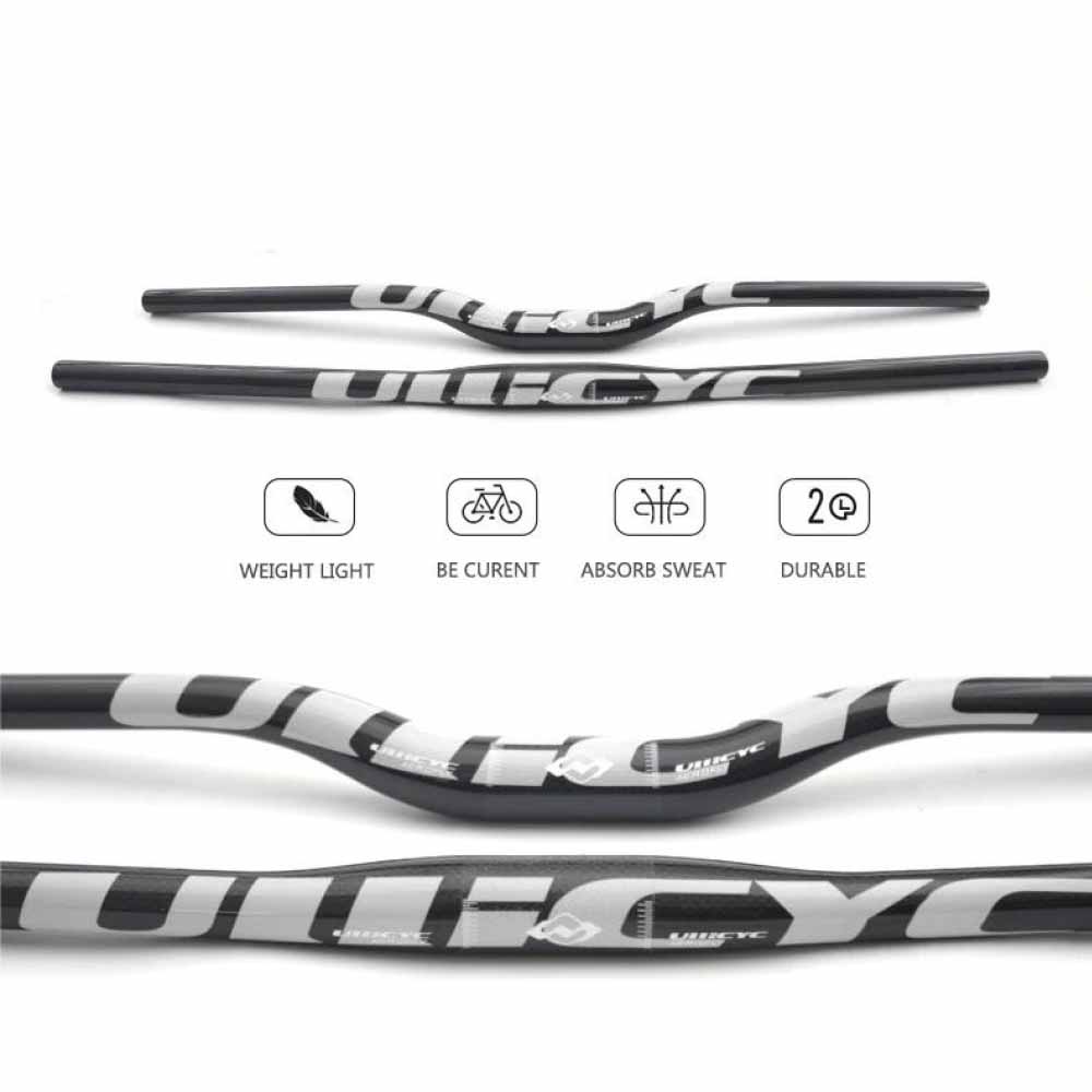 Full Carbon Fiber MTB Handlebar - 31.8mm Clamp, Flat/Riser, Silver Finish 1 Full Carbon Fiber MTB Handlebar - 31.8mm Clamp, Flat/Riser, Silver Finish