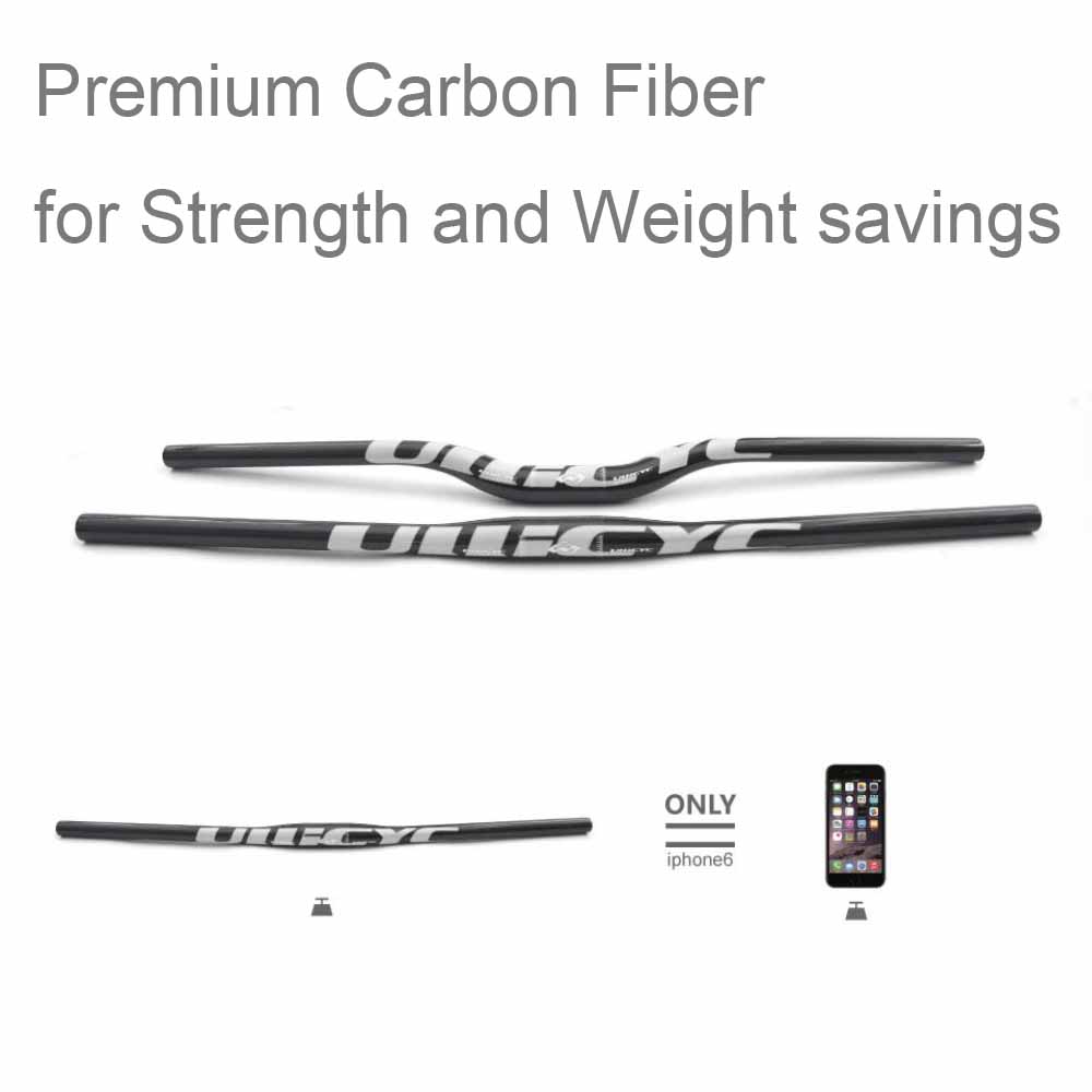 Full Carbon Fiber MTB Handlebar - 31.8mm Clamp, Flat/Riser, Silver Finish 4