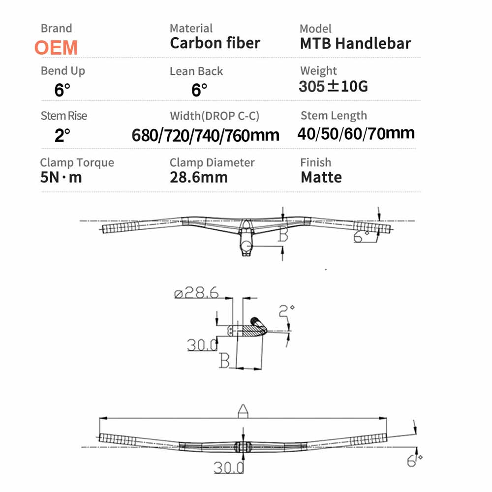 28.6mm 2° Mtb Handlebars - Shock Absorbing & Durable 5