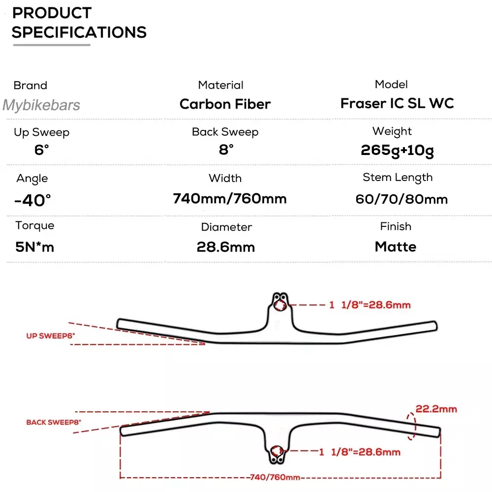 28.6mm -40° MTB Handlebars - Fraser IC SL WC 4
