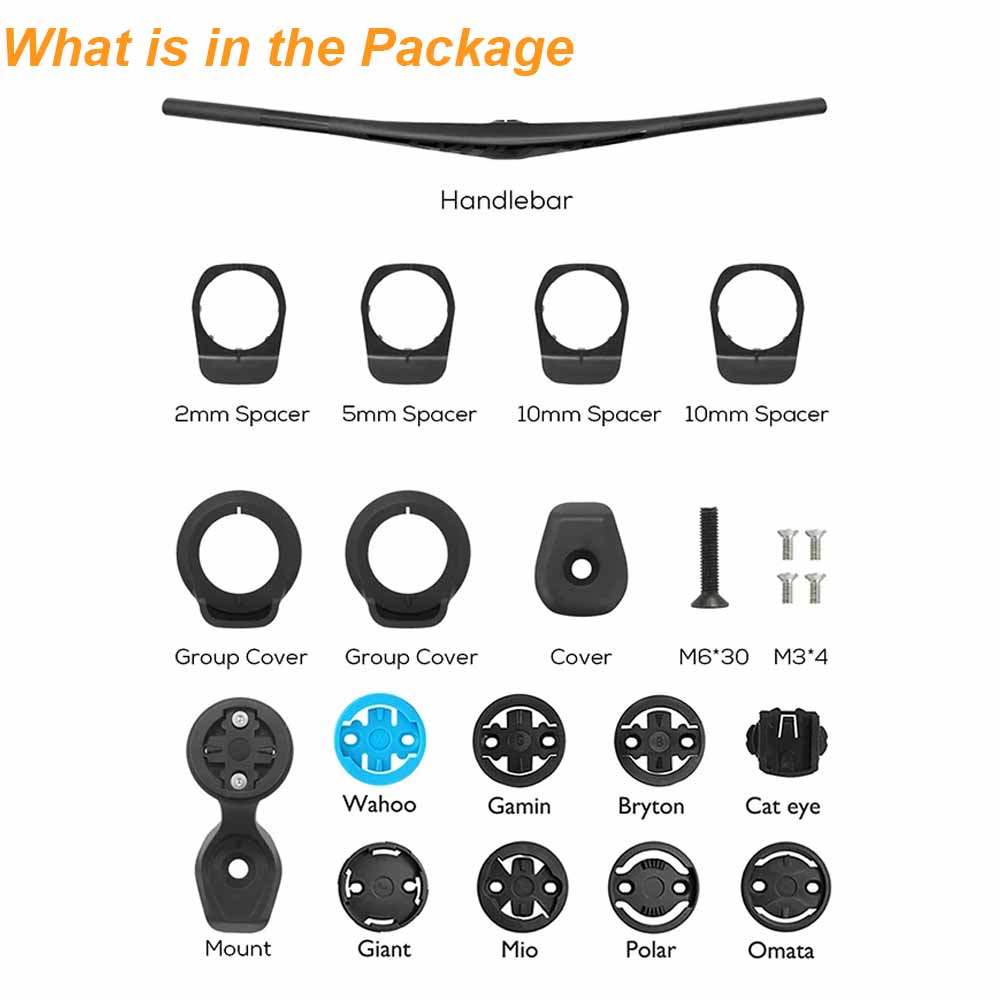 28.6mm 5° Carbon MTB 15mm Riser Handlebars 780mm- Hixon IC 6