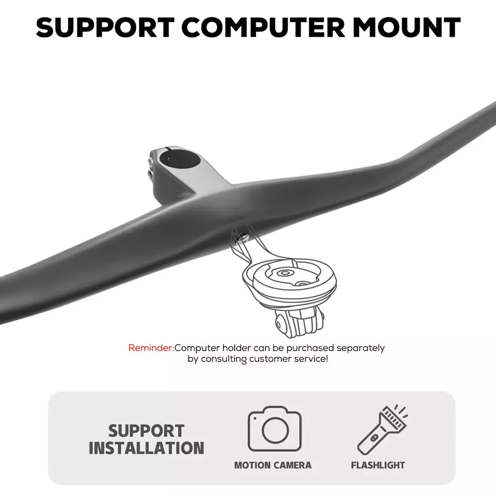 MTB Carbon Fiber Handlebar with 4mm Screw Hole for Bike Computer Mount Installation