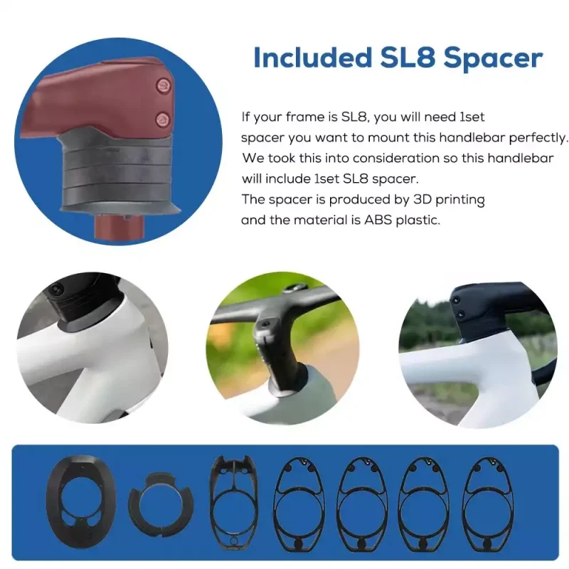 SL8 Road Bike Handlebar spacer details Adjustable Height with Spacers - SL8 Road Bike Handlebar
