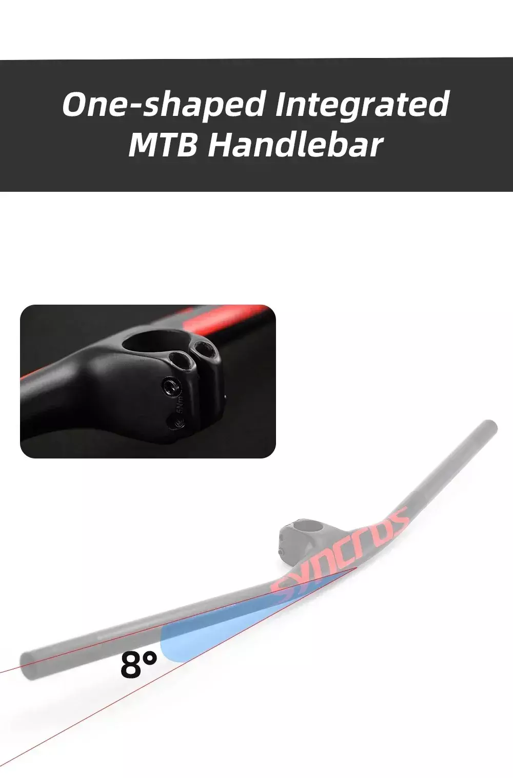 28.6mm Fraser IC SL 8° MTB Cycling Handlebars 740mm 7