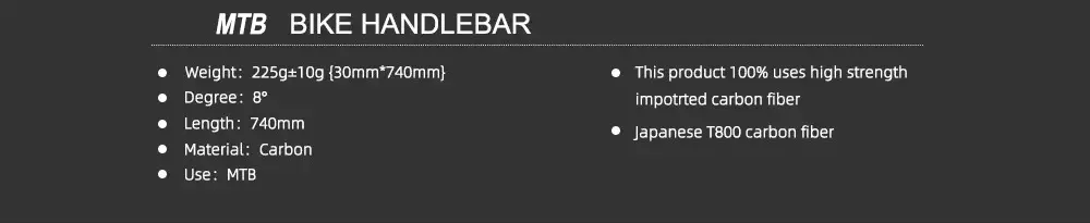 28.6mm Fraser IC SL 8° MTB Cycling Handlebars 740mm 4