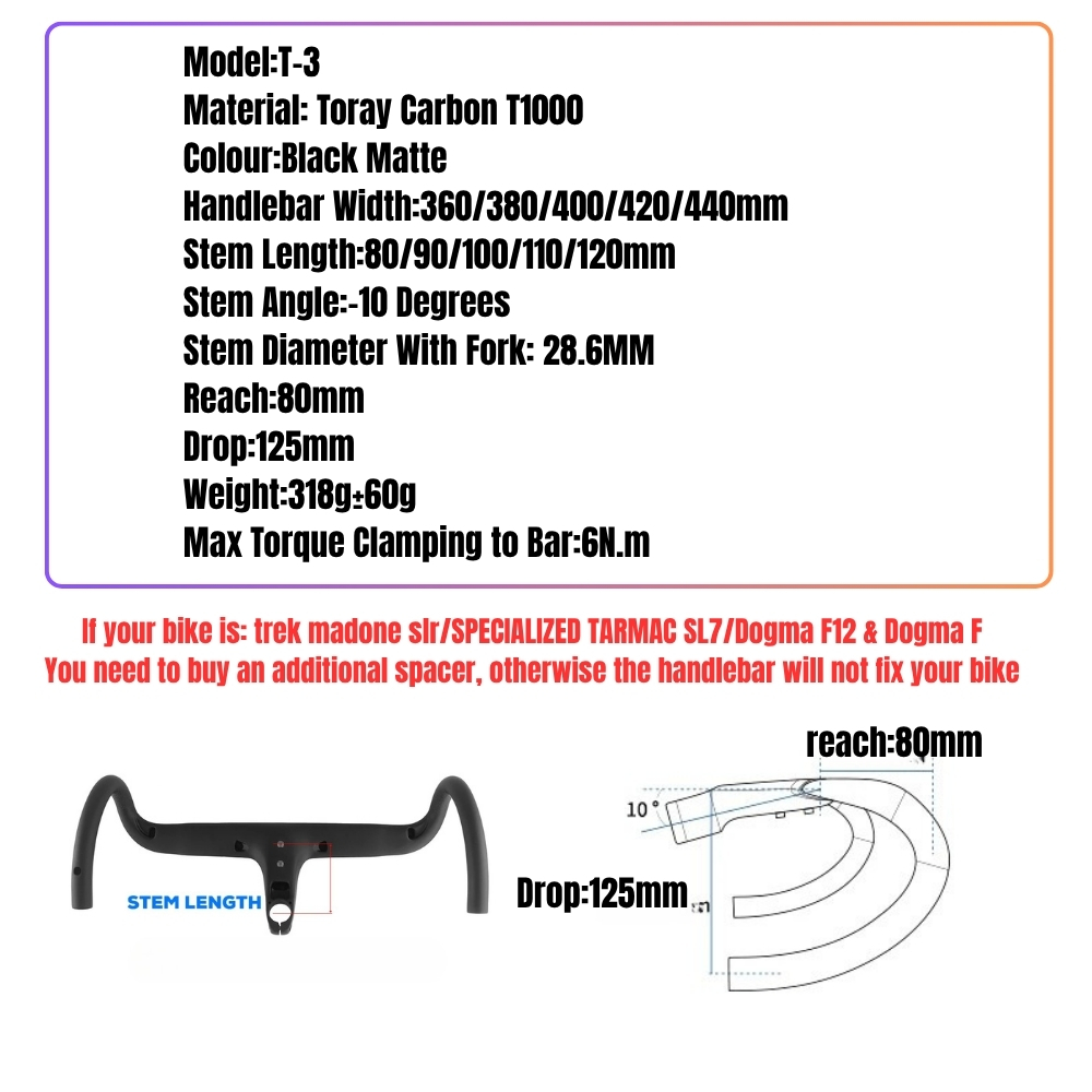 -10 Degrees Carbon Bike Handlebar 28.6mm DEDA 3