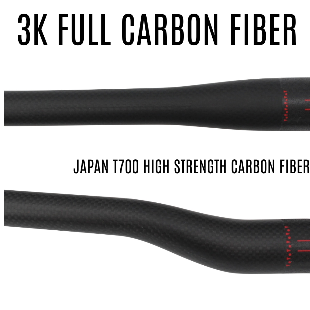 3K Carbon Fiber Flat/Riser 31.8 Handlebar 2 31.8 Handlebar Carbon Weave Close-up - T700 Japanese 3K Pattern