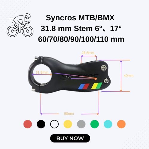 Syncros 31.8 mm Stem 6°/17°  60/70/80/90/100/110mm BMX/MTB