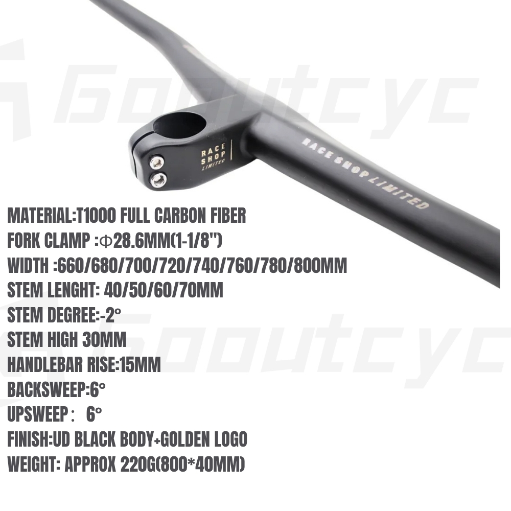 28.6mm 15mm Rise Carbon Fiber T1000 MTB Handlebar 4