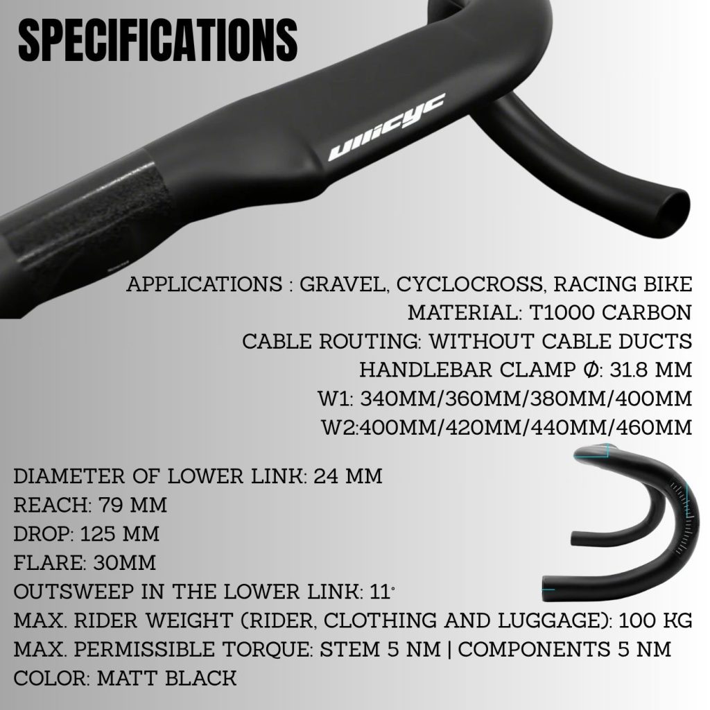 Lightweight Carbon Fiber Handlebar for Gravel & Cyclocross Bike | ULLICYC T1000 Aero Bar 6