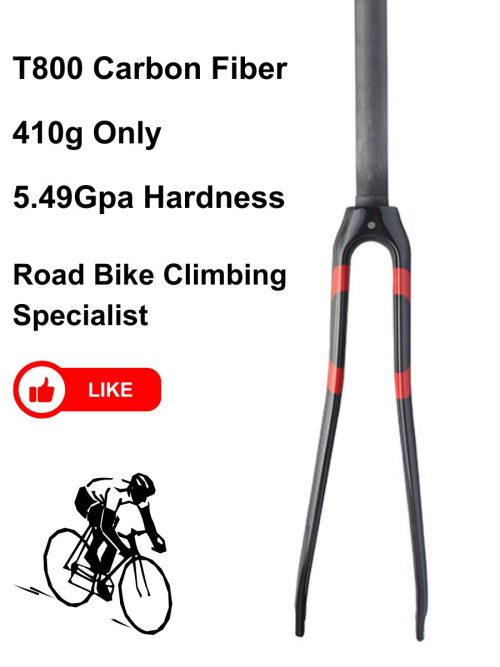 Professional 700C Carbon Fiber Road Bike Fork - Aerodynamic Semi-Circle Design - 1-1/8" Lightweight Bicycle Front Fork